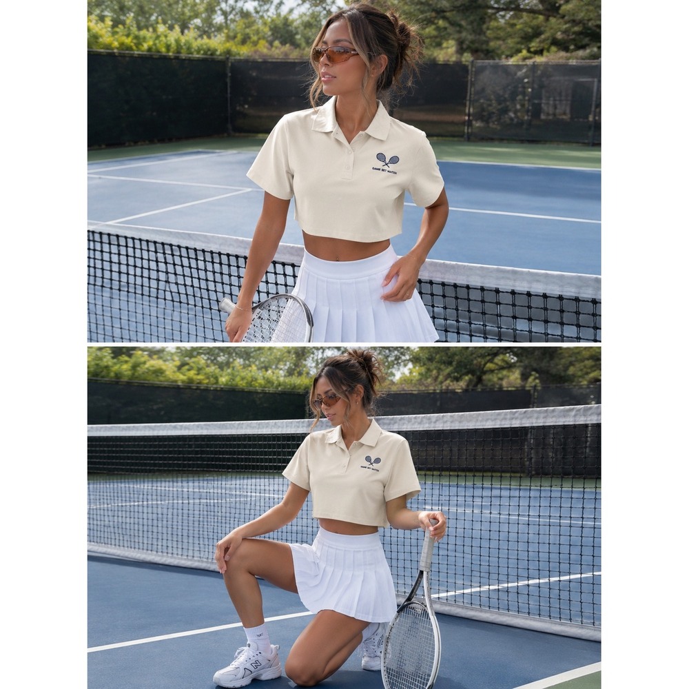 Offline by Aerie Cropped Polo Tee XS Tenniscore Sporty Y2K Women Preppy Top‎